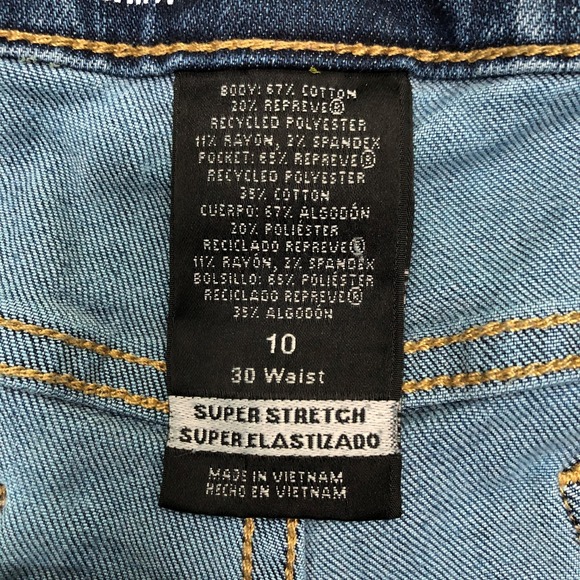 Mossimo Denim Shorts Womens 10 Blue Mid Rise Cutoff Frayed Hem Stretch Casual - Picture 4 of 9